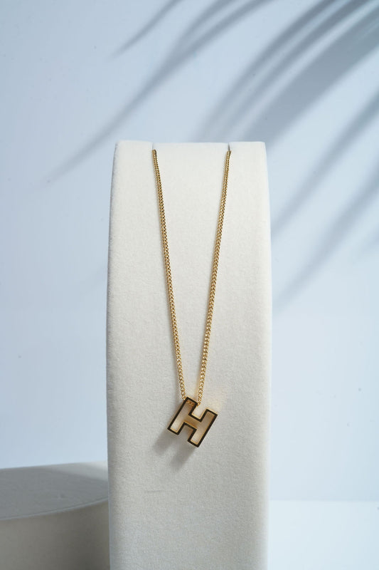 Hollow Initial Necklace